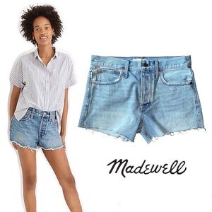 Madewell Relaxed Denim Shorts Raw-Hem Distressed